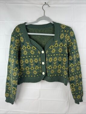 RIHOAS Cropped Floral Fair Isle Cardigan
